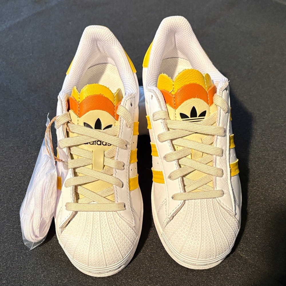 NWOT Adidas Superstar Triple Tongue Yellow Women’s Sneakers